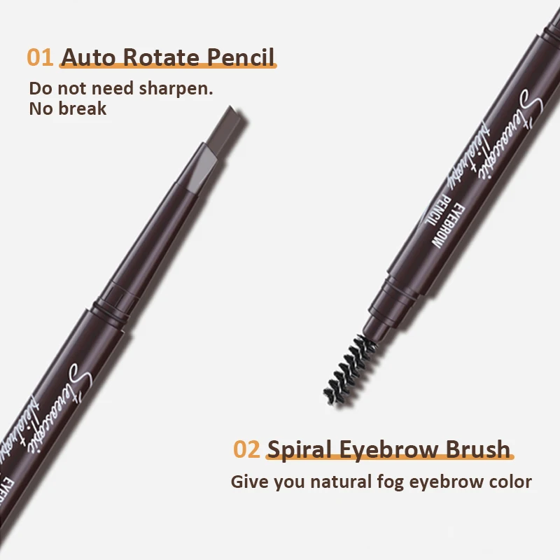 

SANIYE 3 Colors Eyebrow Pencil Natural Waterproof No Blooming Rotating Eye Brow Pencil With Brush Brown Beauty Cosmetic Tool