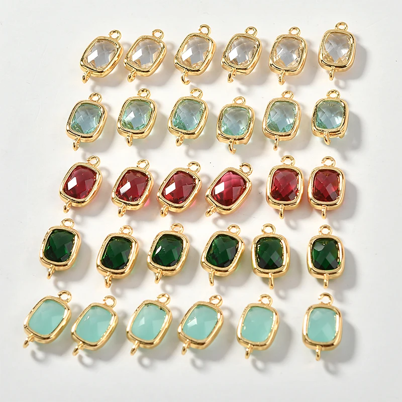 Медная Позолота 18k золотой цвет квадратный Цвет Кристалл Двойной Висячие