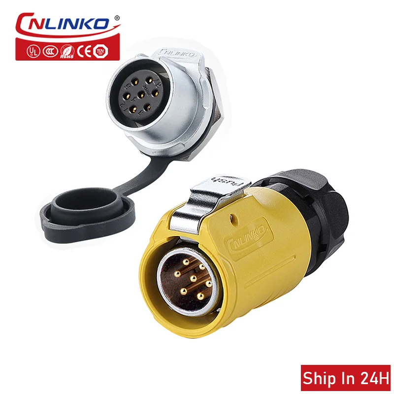Cnlinko LP20 industrial 7pin rated current 10A aviation plug socket for automation clothing processing and catering equipment