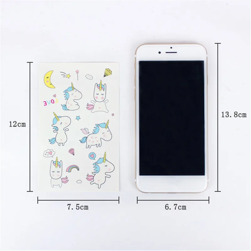 

Cartoon Unicorn Tattoo Sticker For Kid Cute Colorful Fake Tatoo Children Temporaire Body Art Waterproof Temporary Tattoo Sticker