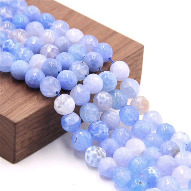 Blue Faceted Yellow Agat Beads Gem stone 6 8 10mm Chalcedony Loose Spacer for Jewelry Making | Украшения и аксессуары