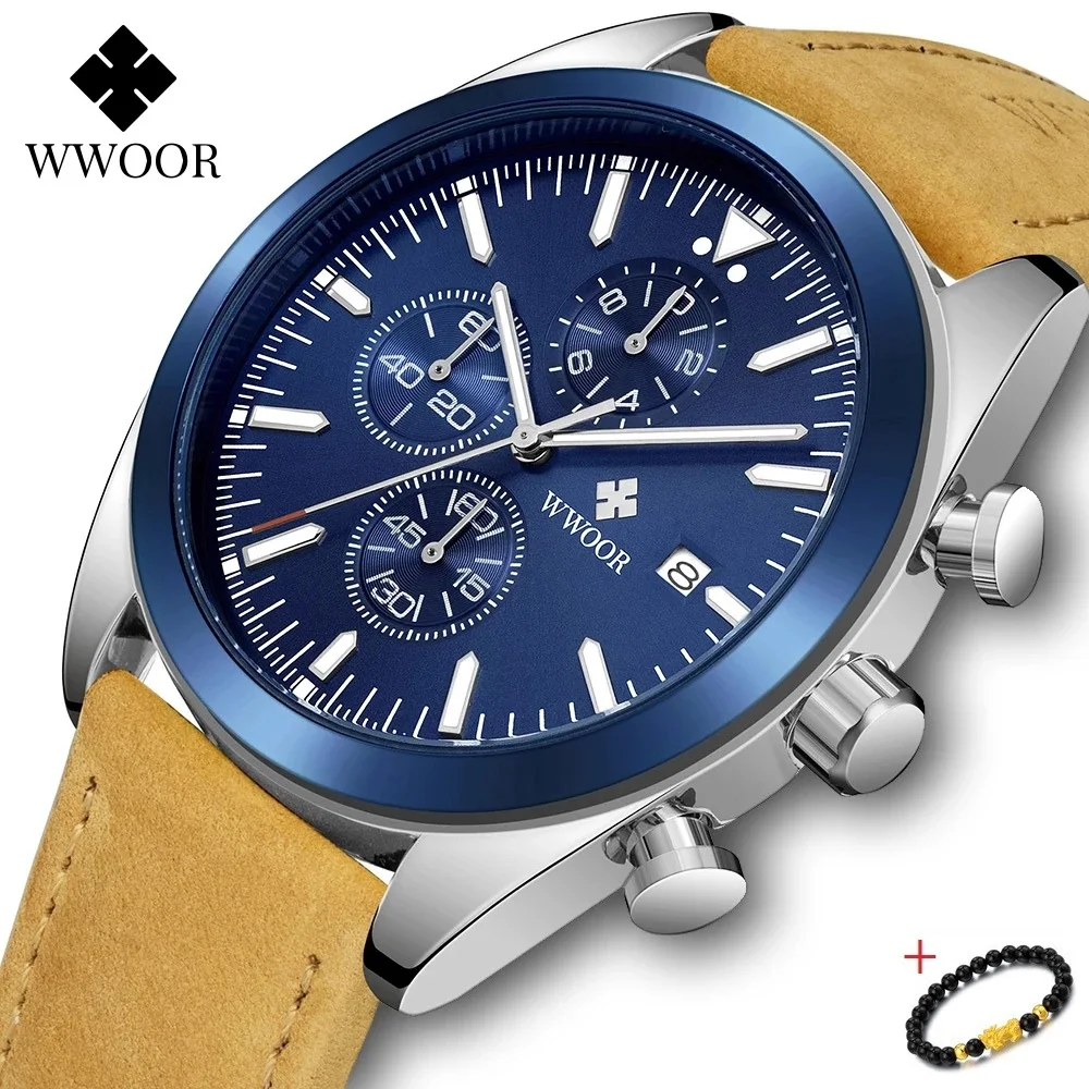 

WWOOR Chronograph Watches Men Luxury Gold Full Steel Fashion Military Quartz WristWatch Waterproof Sports Relogio Masculino 2021