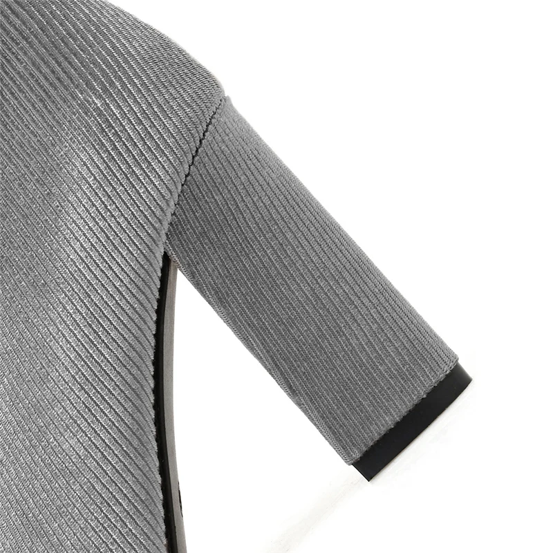 Новинка 2019 года Модные женские ботинки сапоги из флока на молнии высоком каблуке