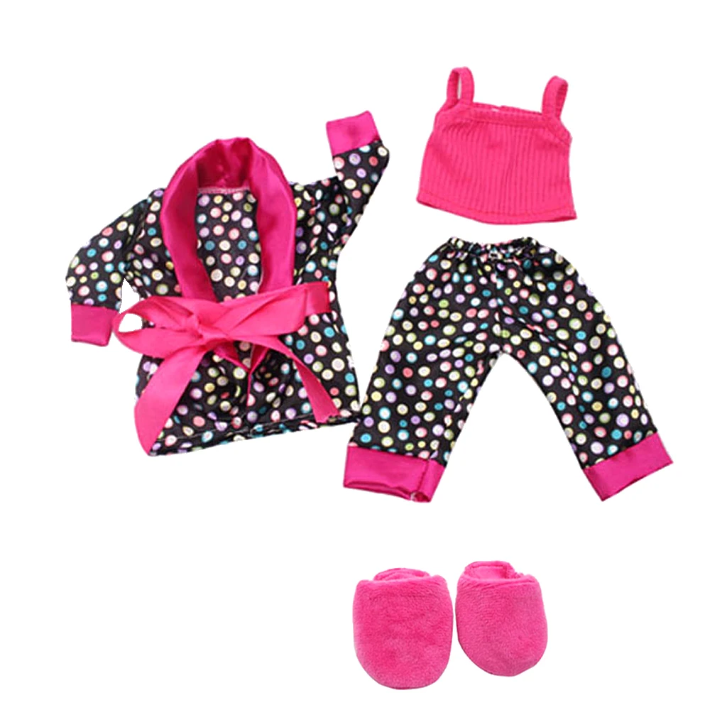 Stylish 5pcs Nightgown Suit Clothes Shoes for 18” American Doll My Life Journey Dolls Suspender Jacket Pants Slipper | Игрушки и хобби