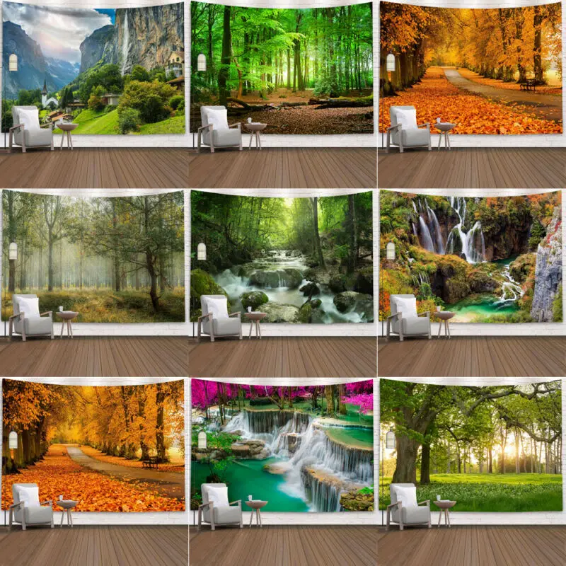 Природный пейзаж гобелен искусственное растение настенная подвеска индийская