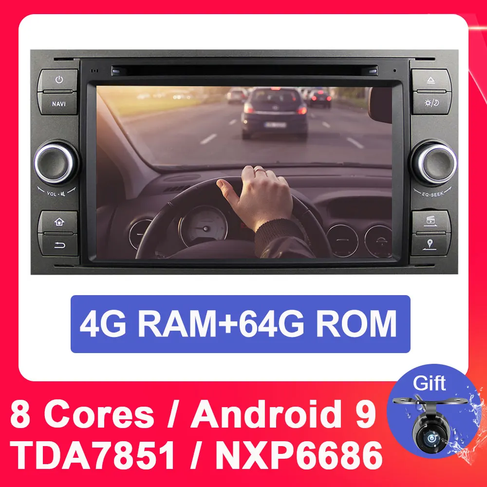 4G 64G PX5 Eunavi Car DVD Android 9 Autoradio 2 din multimedia gps for FORD S-Max C-Max Kuga Fusion Transit Fiesta Focus II Mondeo Galaxy - Цвет: 4G 64G PX5