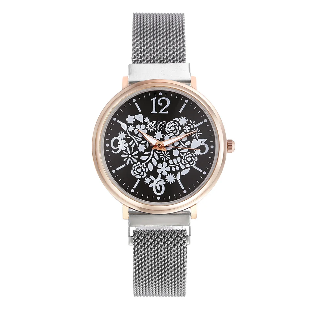 

100 pcs/lot Shake sound popular style lady creative love printing watch lazy magnet watch with iron absorption net red watch