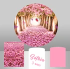 Круглый фон розовый Вишневое дерево цветок бабочка фон фотобудка девушка день рождения вечевечерние скатерть покрытия 373