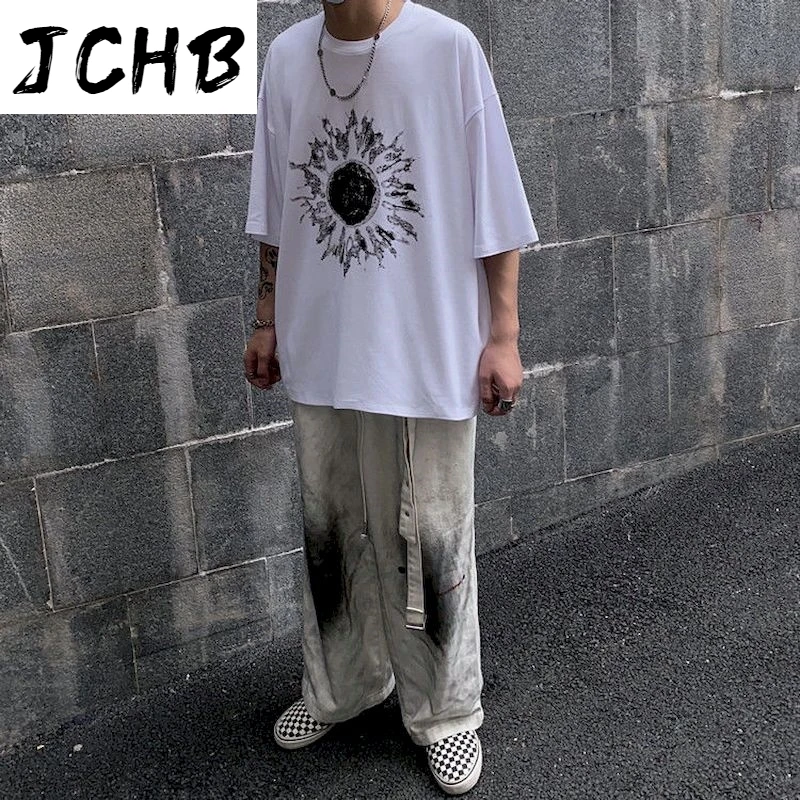 

2021 Sunflower Harajuku Tshirt Couple Clothes t Shirts Ppunk Oversized t Shirt Men Clothing T-shirts Korean Plus Size Summer Tee