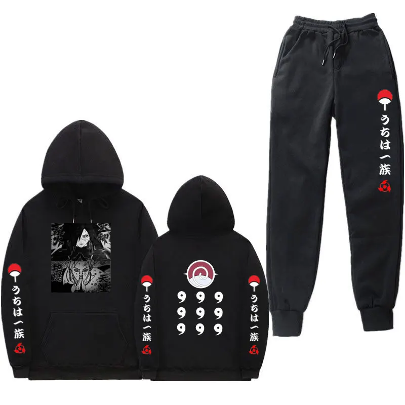 

Naruto Suit Men/Women Fashion Harajuku 2 Pcs Set Hip Hop Anime Cartoon Hoodies and Pants Men's Set Off White Streetwear Pullover