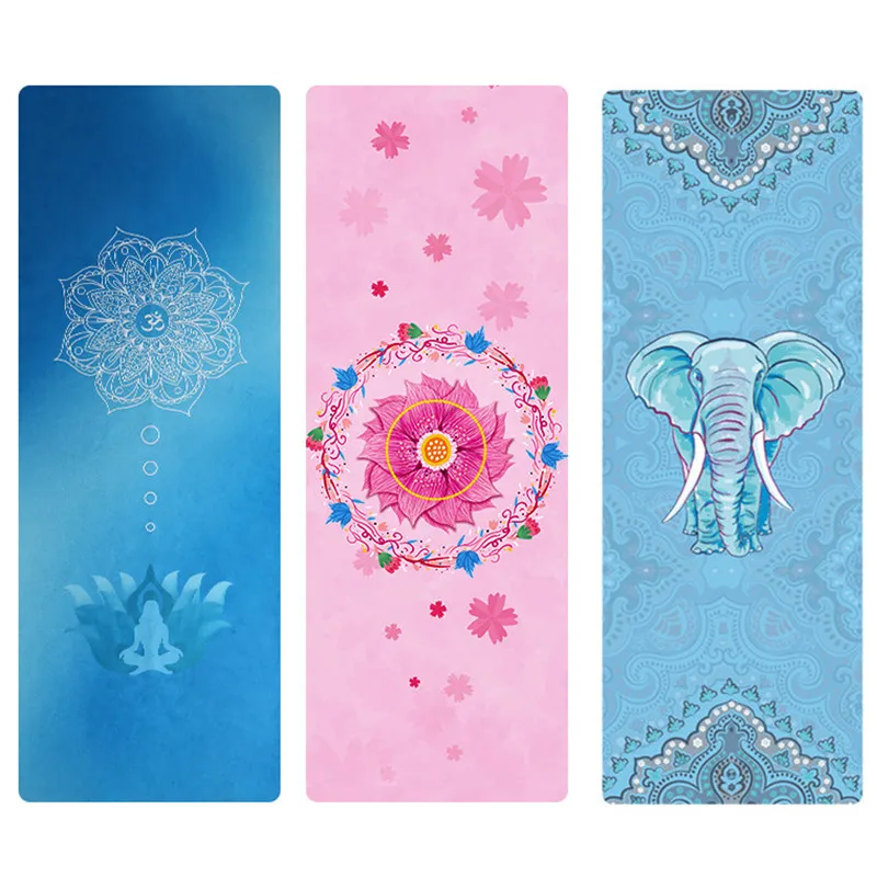 Коврик для йоги с принтом Натуральная Резина замша 183*68*1 мм Противоскользящий