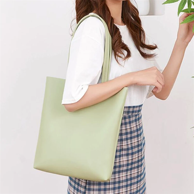 

Женская сумка на одно плечо, однотонная вместительная сумка из ПУ кожи, корейский стиль, 2021