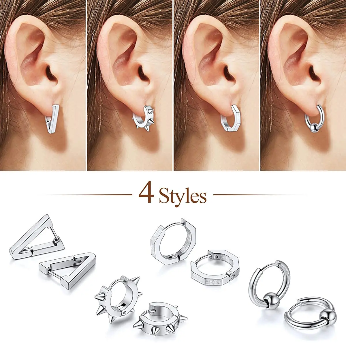 Кольца из нержавеющей стали в стиле панк-рок для пирсинга серьги-кольца