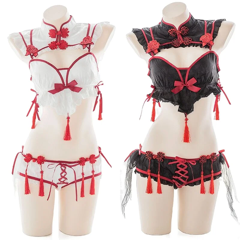 

Anime Cosplay Lingerie Sexy Retro Cheongsam Costumes Gothic Punk Little Devil Kawaii Bra Set Roleplay Maid Outfits Demon 2021