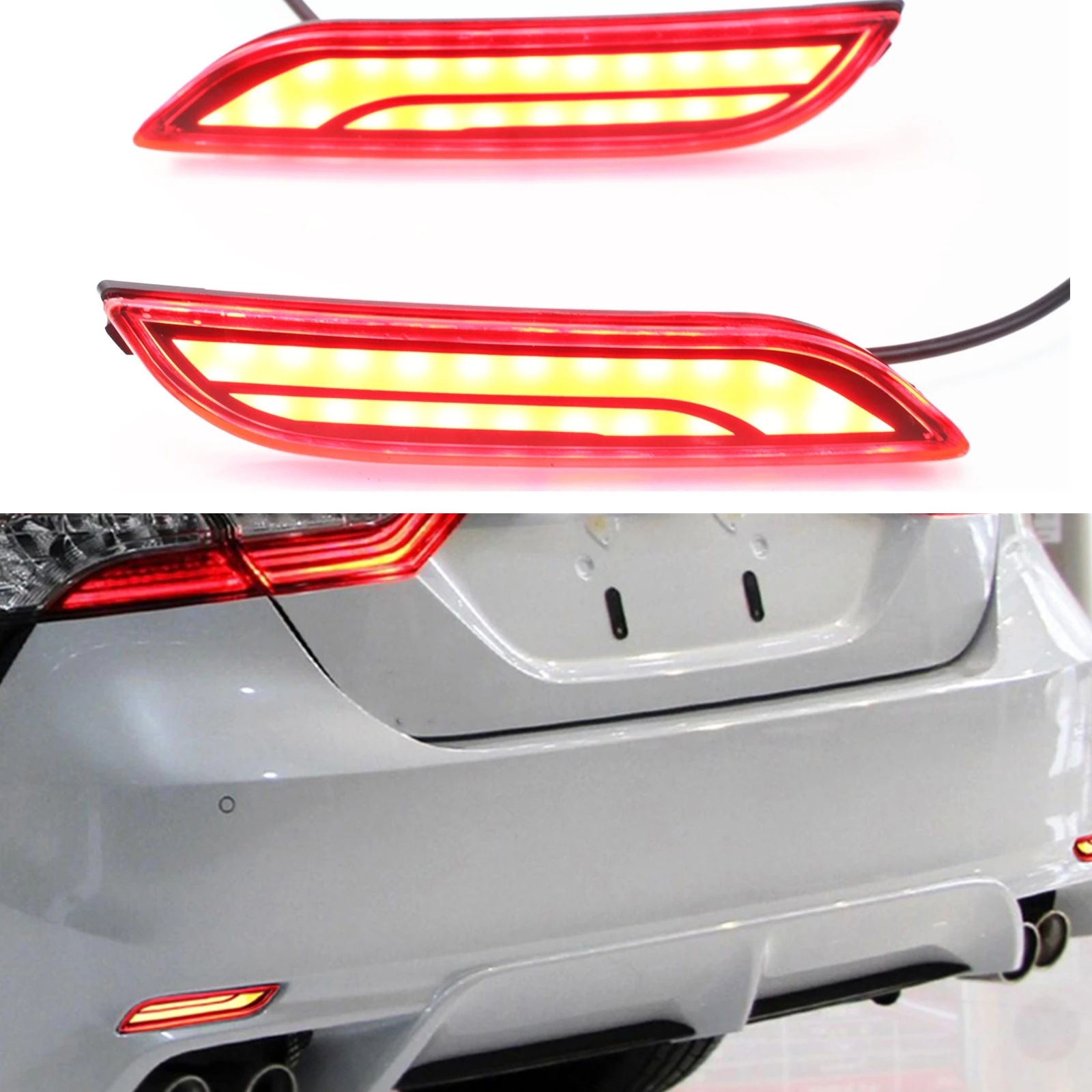 

Rear Bumper Reflector DRL Brake Stop LED Light For Toyota Camry 2017-2020 Tail Turn Signal Indicator Reflective Fog Lamp Bulb