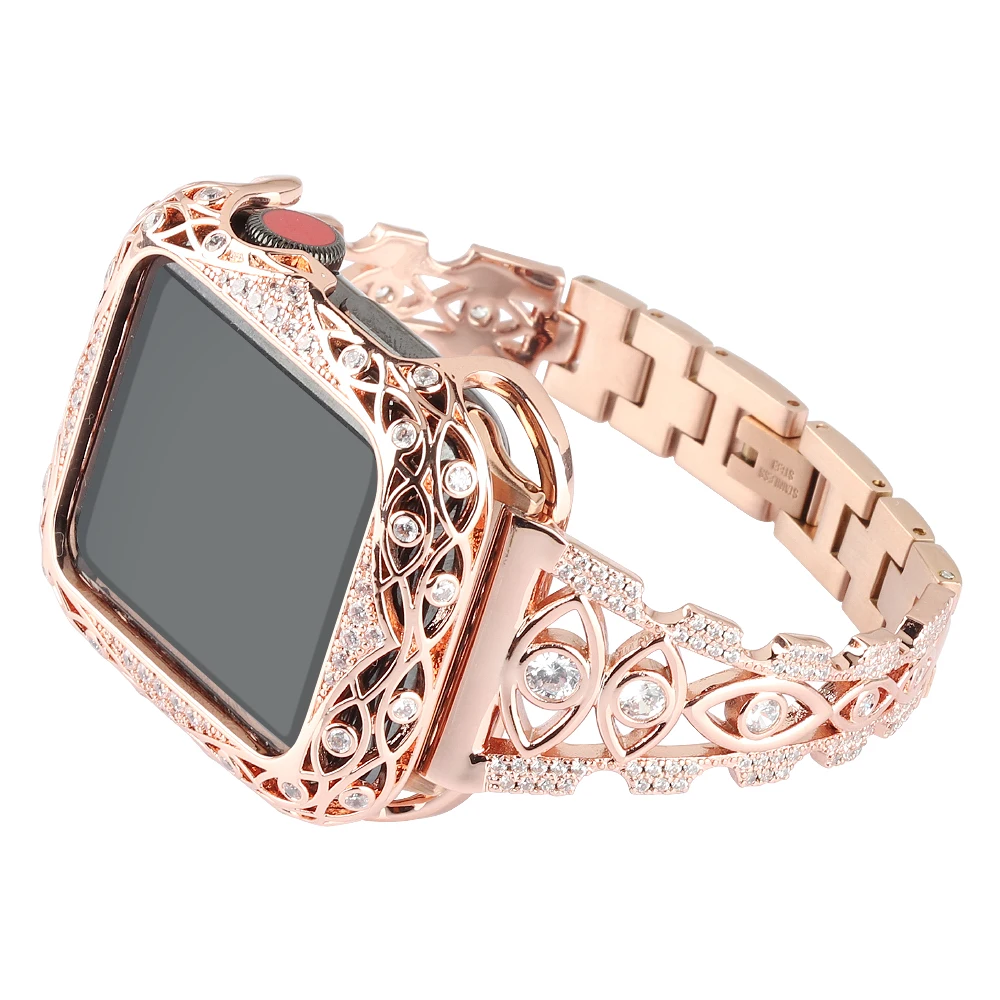 

Hohl Diamant Glitter Stahl Strap Apple Uhr Band Serie SE/6/5/4/3/2 Frauen mode Armband iWatch 44MM 40MM 42/38MM