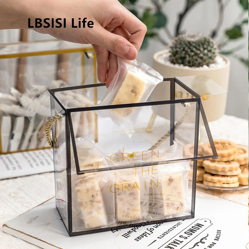 

LBSISI Life 10pcs Chocolate Transparent Portable Box Candy Cookie Snowflake Packing Gift Box For Valentine' Day Wedding Birthday