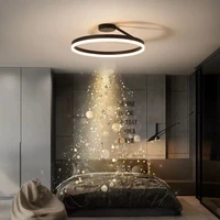nordic ring led ceiling chandelier with remote control smart black white for bedroom track table dining hanging light fixture