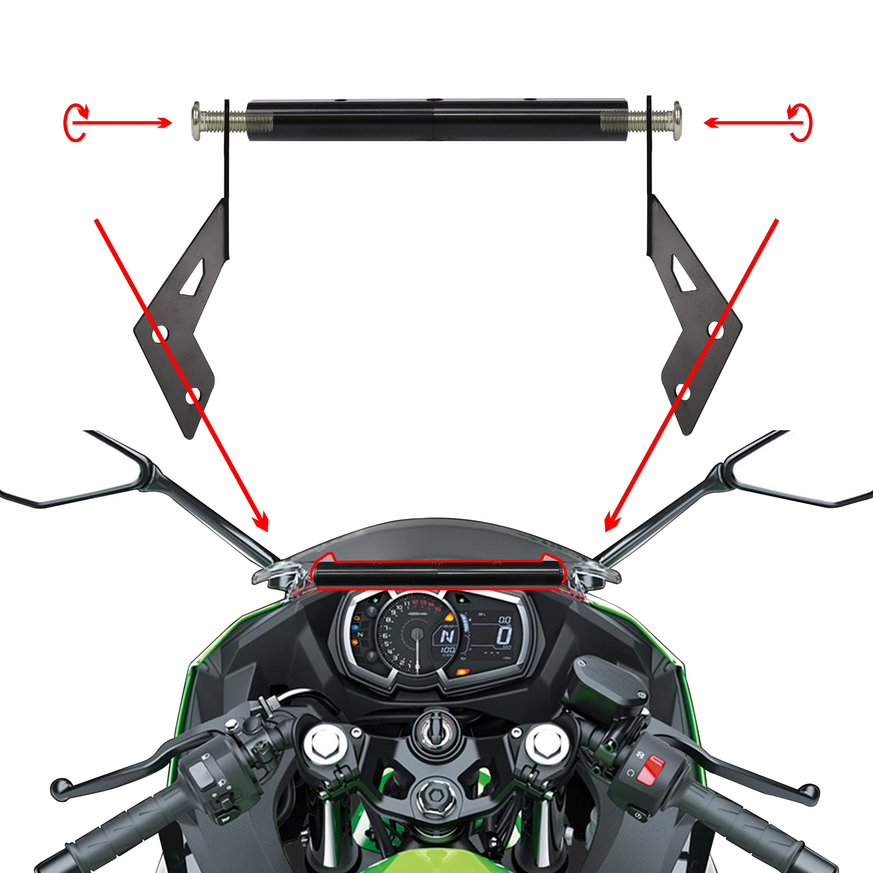 

Motorcycle Windshield Extention Bracket For Gopro Sports Camera Cellphone Holder For Kawasaki Ninja400 2018-2021