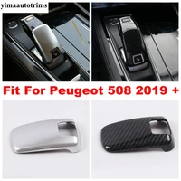 car gear shift knob cover cap trim abs matte carbon fiber look accessories interior refit kit for peugeot 508 2019 2022
