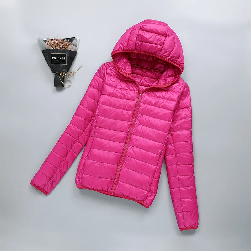 Женский ультралегкий тонкий пуховик большого размера Осень-зима 2020 облегающее