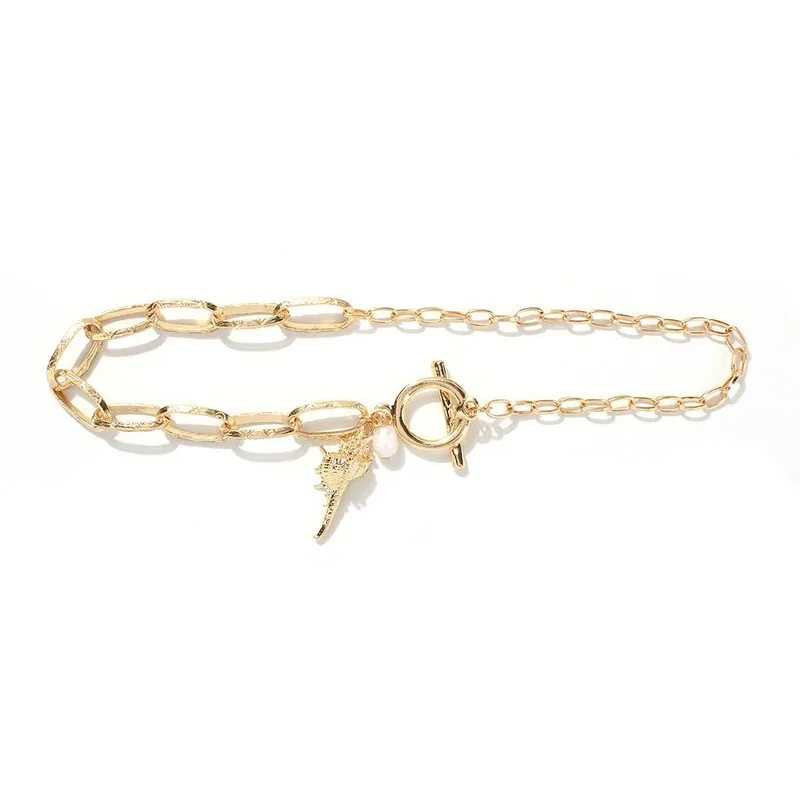Europe and the United States new asymmetric chain alloy necklace imitation pearl conch shell | Украшения и аксессуары