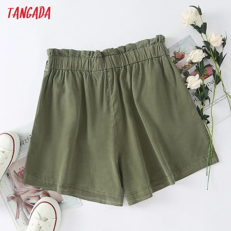 

Tangada Women Vintage Loose Basic Summer Thin Denim Shorts Strethy Waist Pockets Female Retro Casual Shorts Pantalones 4T32
