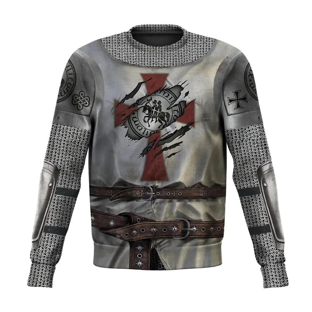 

3D Printed Knight Medieval Armor Men hoodies Knights Templar hooded Sweatshirt Unisex Casual jacket Halloween cosplay costumes