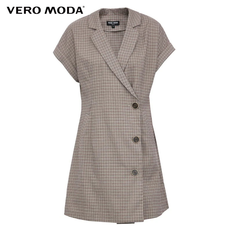 

Vero Moda Women Waist Cut Houndstooth Pattern Notched Collar Dress | 32017B502