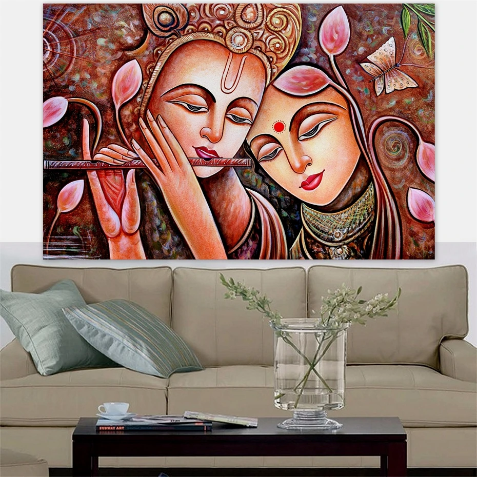 Плакат настенные художественные картины модульный холст 1 шт. Radha Krishna Jodi