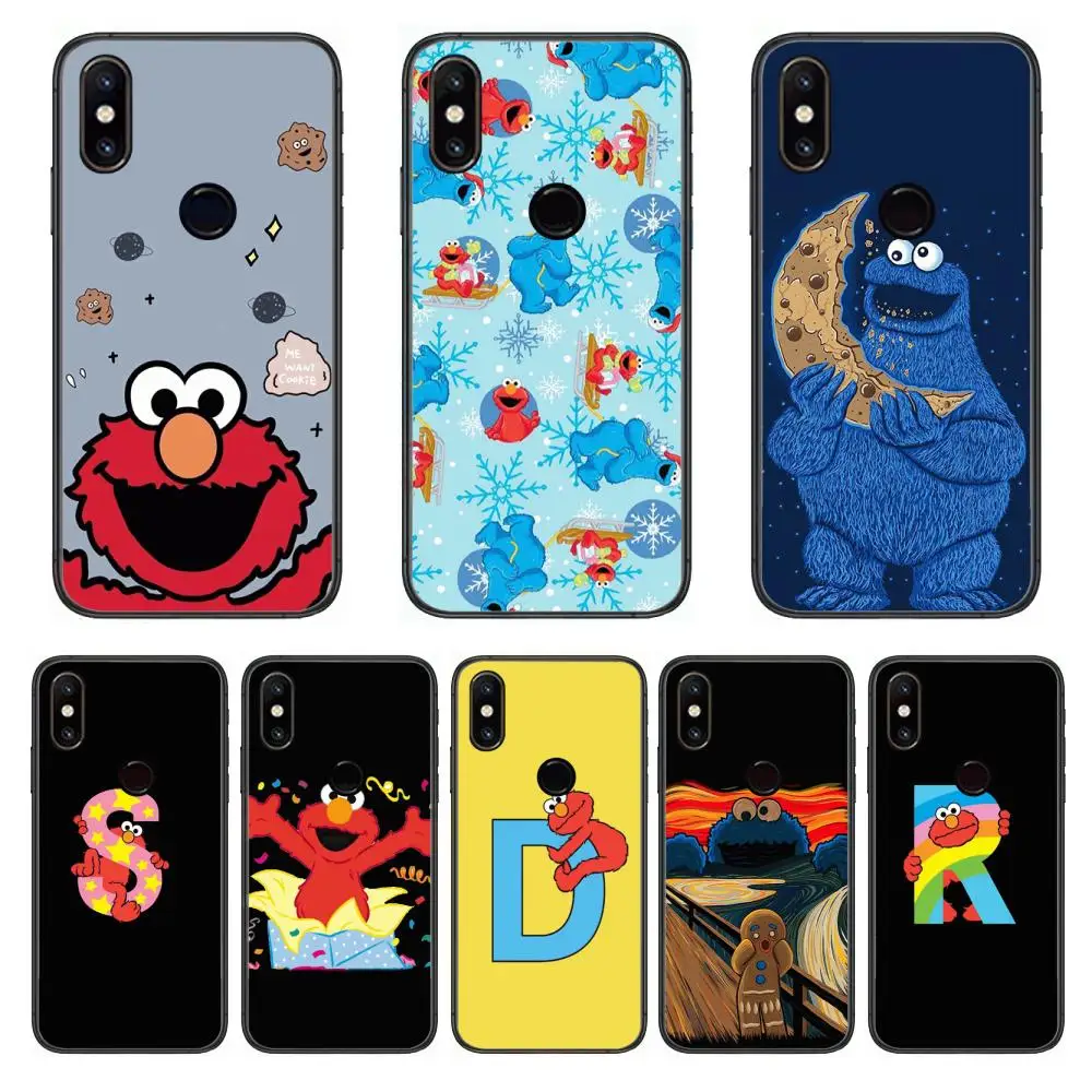 American Children's TV E-Elmo Style   Phone Case For xiaomi M2 C3 X3 F2 Lite NFC 6 5 x Poco k30 Pro Anime Black Cover Silicone B