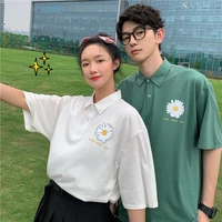 hong kong style short sleeved t shirt couple models casual lapel polo shirt mens fashion brand loose trend half sleeved t shirt