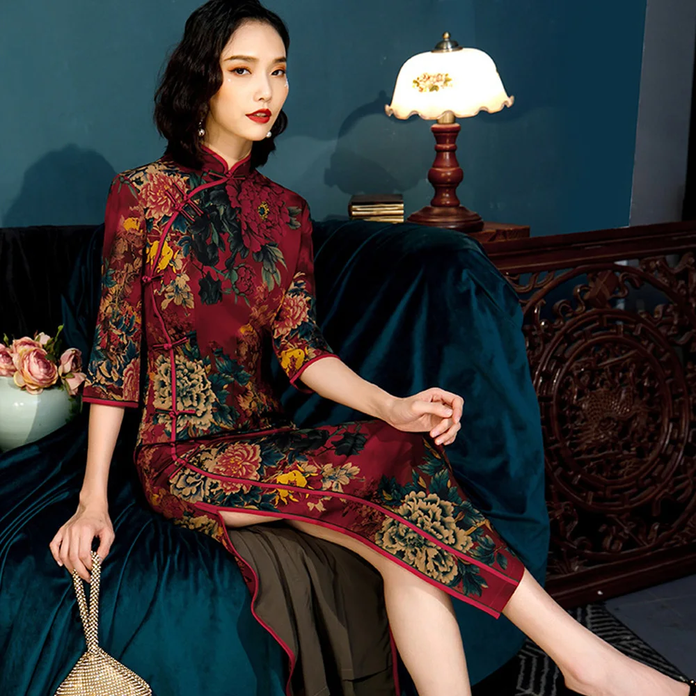 Элегантные сексуальные платья с высоким разрезом китайское традиционное платье