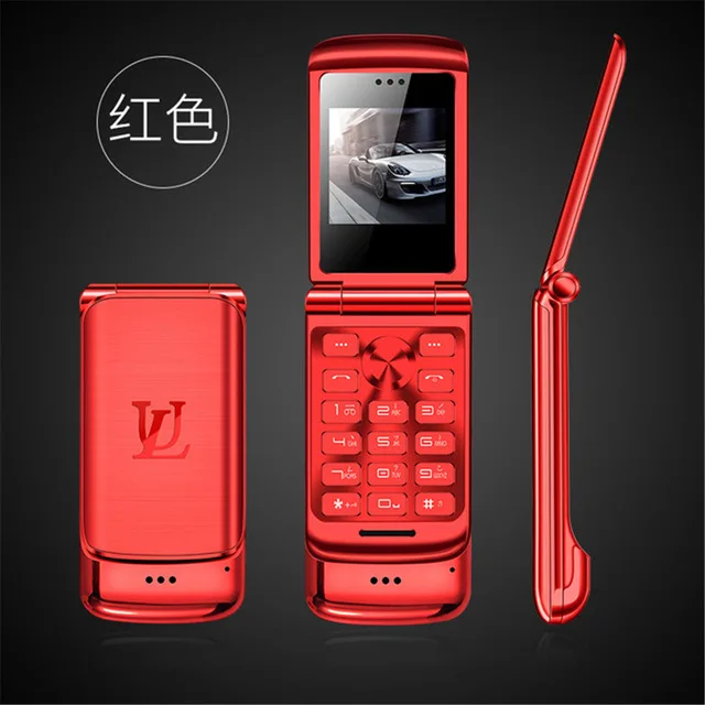 Red Роскошный флип-телефон Ulcool V9, 1,54 дюймов, две sim-камеры, MP3, Bluetooth, FM, Dialer, анти-потеря, металлический корпус, мини мобильный телефон - Цвет: Red