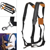 black kid goat genuine leather double shoulder saxophone with snap hook strap double shoulder for alto tenor bari soprano sax