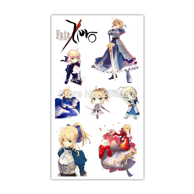 

100 pcs/lot Anime Fate stay night Tattoo Stickers Children Tattoos Paper For Kids Body Arm Anime Sticker