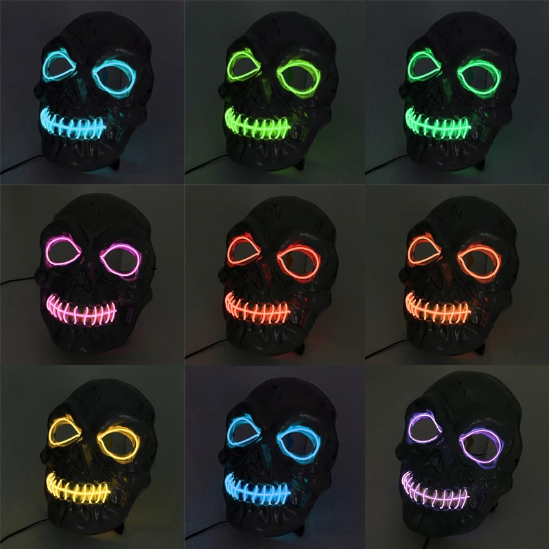 

Halloween Zombie Led Mask Glowing Party Supplies Cosplay Decor Luminous Neon Light EL Wire Horror Skull Mask For Carnival Rave