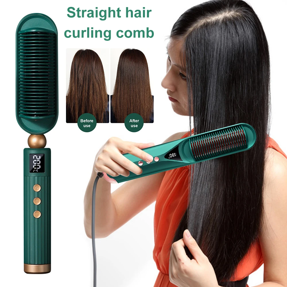 

Multifunctional Electric Hair Straightener Brush Heated Comb Straightening curling iron Professional Barber Styling Tools