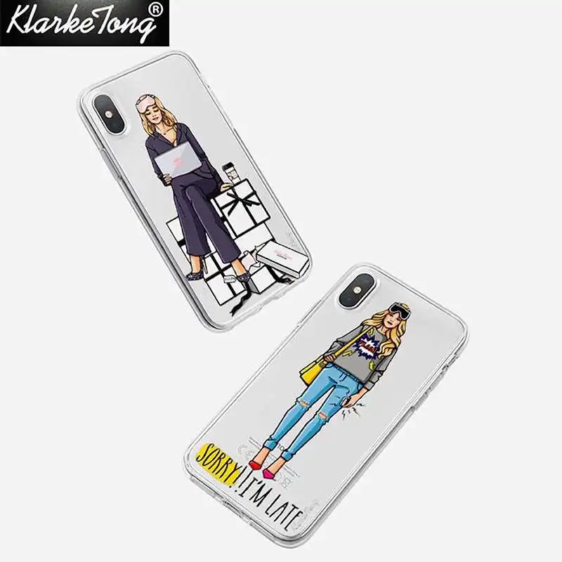 Fashion Work Hard Girl Boss Phone Case For iPhone 11 XS MAX XR 8 7 6s Plus 5s Transparent Soft Silicone Woman Cover | Мобильные