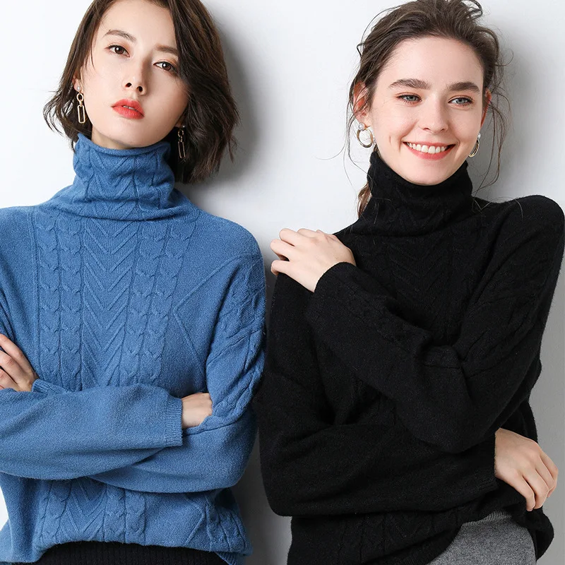 

2020 And Knitted Turtleneck Long Sleeve Women Sweater Autumn Pullovers Tricot Pull Femme