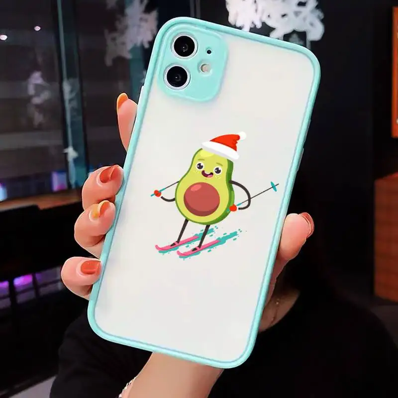 

avocado Phone Case For iPhone 12 11 Mini Pro XR XS Max 7 8 Plus X Matte transparent blue Back Cover