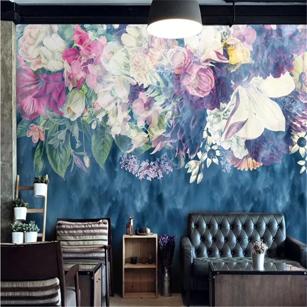 

Custom customized wallpaper mural Nordic minimalist retro abstract rose flower bedroom background wall