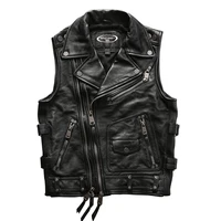 ha 102 super quality cool rider mens cow leather vest genuine cowhide motorcycle