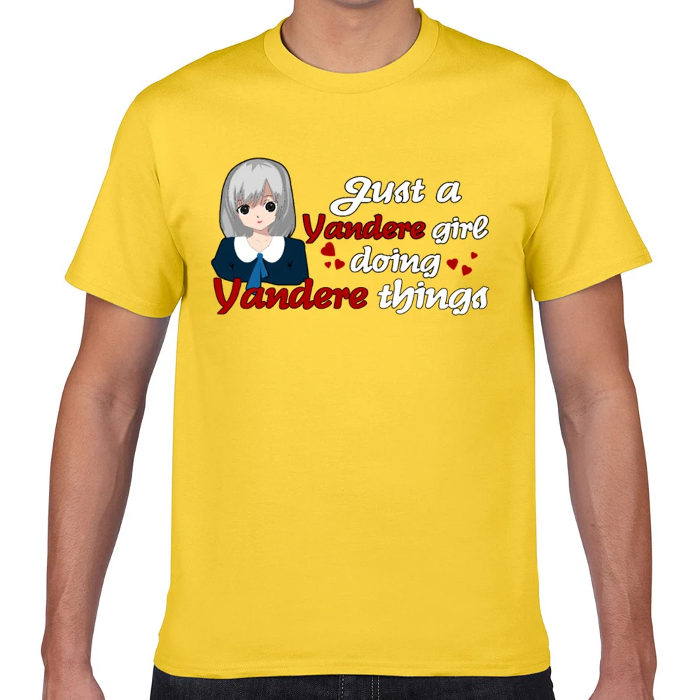 Топы футболки для мужчин yandere девочек аниме косплей повседневные черные Geek