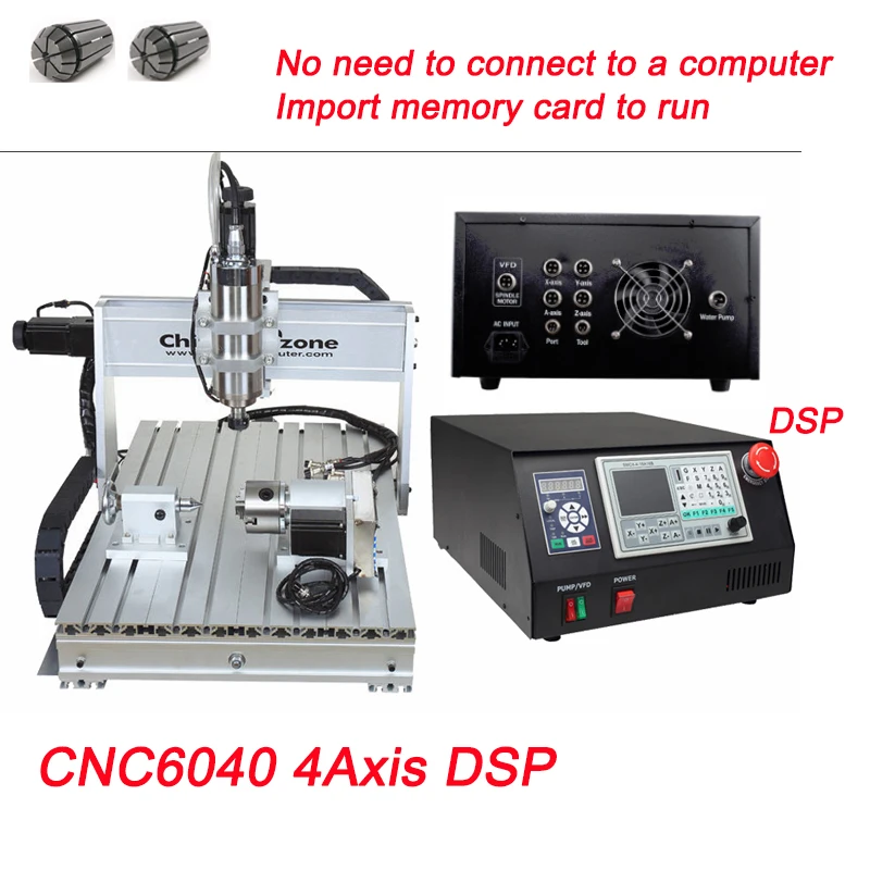 CNC 6040z 2.2KW 4 оси ЧПУ деревообрабатывающий фрезерный станок 3 оси металлический USB фрезерный гравер станок резак алюминиевый DIY резьба независимый привод - Цвет: CNC6040 4Axis DSP