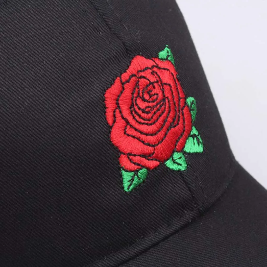 

White Rose Embroidered Cap Hat For Women Men Summer Hip Hop Cotton Baseball Cap Adjustable Cap Casquette Femme Gorras Hombre
