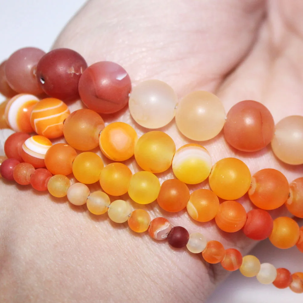 Бусины Из полосатые Агаты натурального апельсина 4 6 8 10 12 мм для изготовления