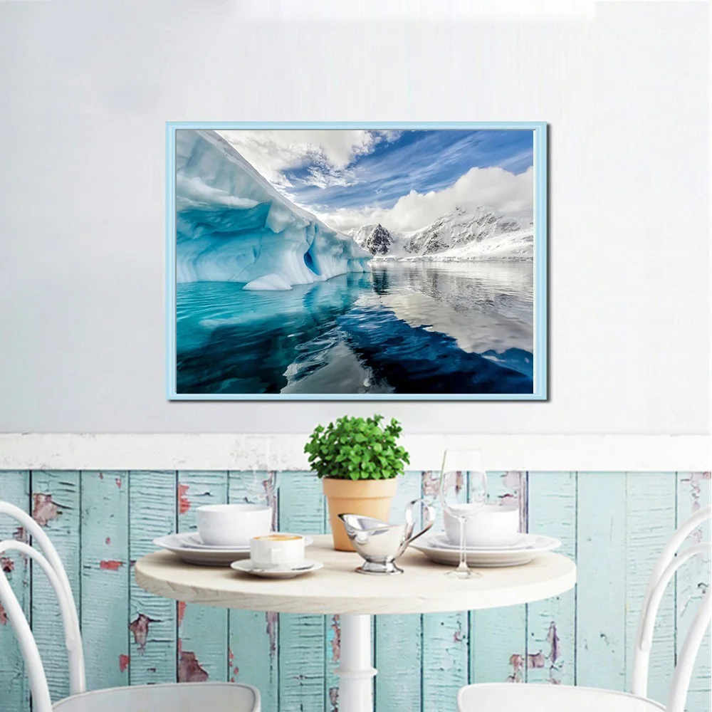 Diamond Painting Iceberg Scenery Picture of Rhinestone Mosaic Full Square Frameless Home Decor | Дом и сад