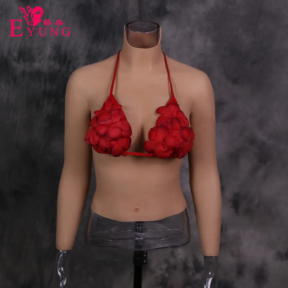 Реалистичная силиконовая грудь с D чашкой не образует масло половина тела