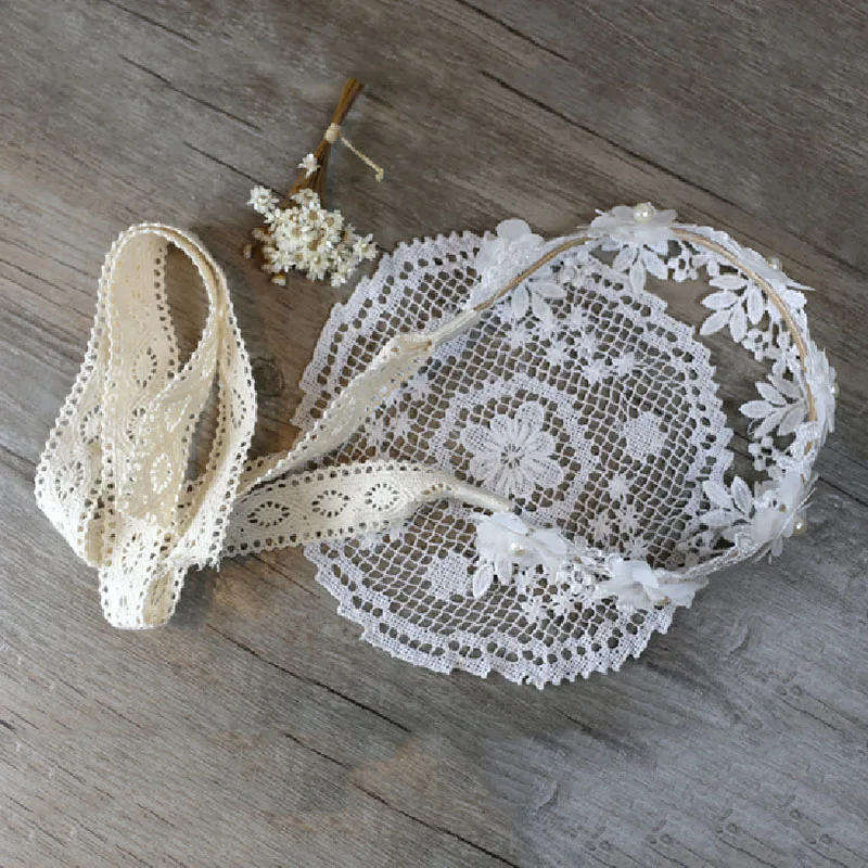 Корейская мода Милая принцесса повязка на голову длинные кружевные ленты цветы